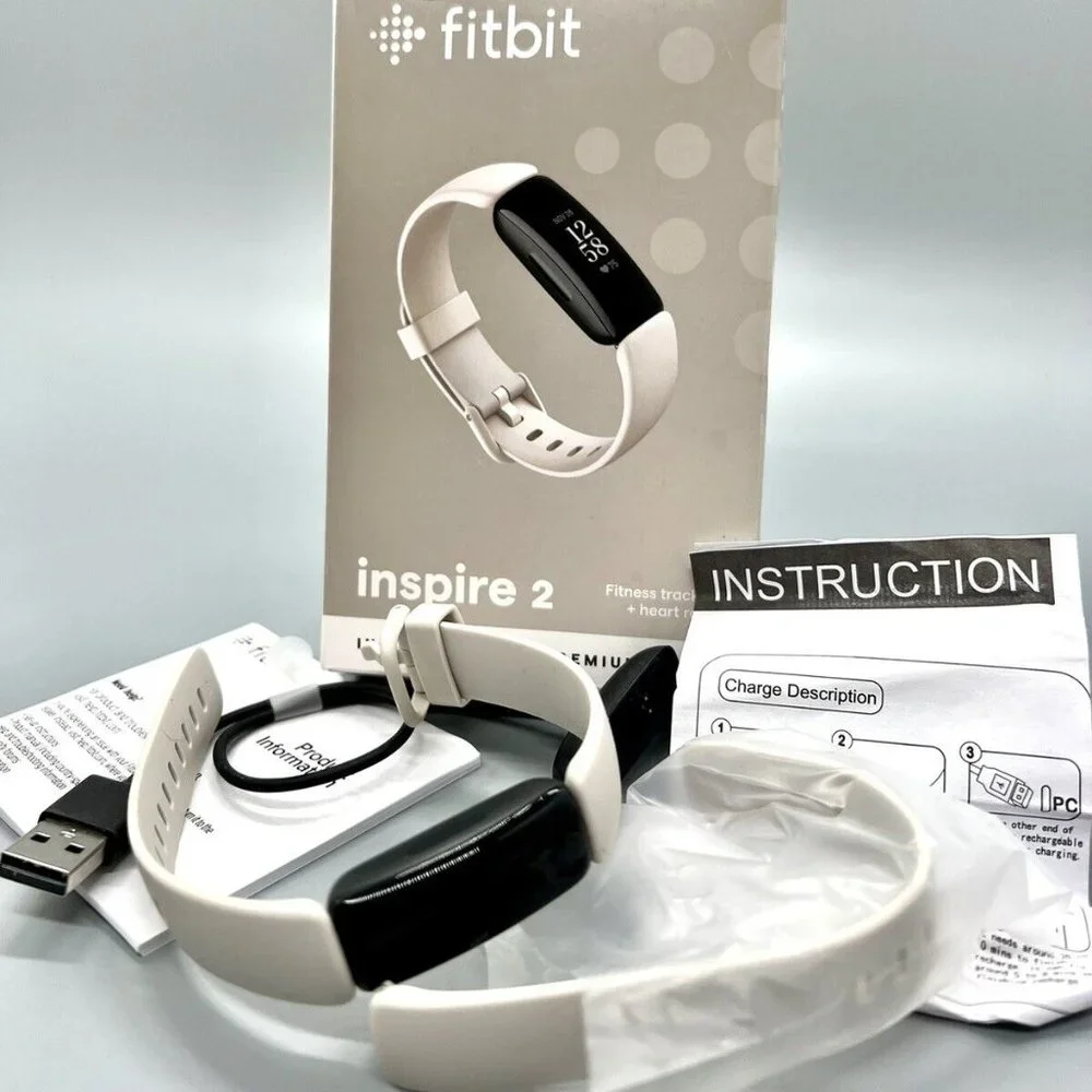 Fitbit Inspire 2 Health & Fitness Tracker 24/7 Heart Rate, Lunar White